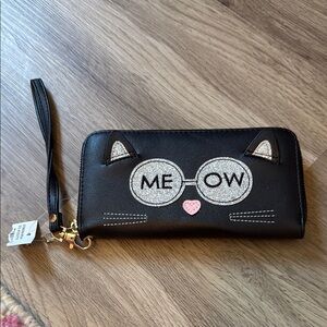 Black Cat Face Wristlet Wallet